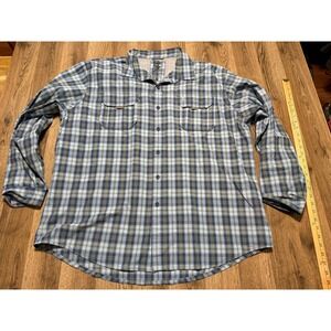 Timberland Shirt Men's Size XXL Long Sleeve Button Up Shirt Blue Yellow Plaid
